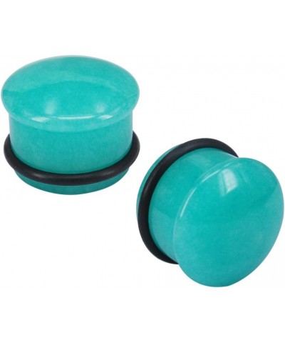 Mozambique Amazonite Natural Stone Ear Plug Ear Gauge Noble Temperament Single Flare Ear Expander Tunnel Gauge-00g(10mm) $8.2...