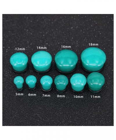 Mozambique Amazonite Natural Stone Ear Plug Ear Gauge Noble Temperament Single Flare Ear Expander Tunnel Gauge-00g(10mm) $8.2...