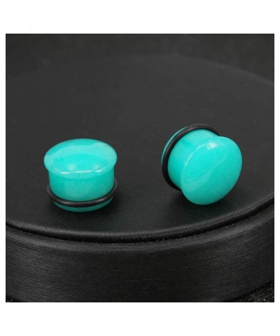 Mozambique Amazonite Natural Stone Ear Plug Ear Gauge Noble Temperament Single Flare Ear Expander Tunnel Gauge-00g(10mm) $8.2...