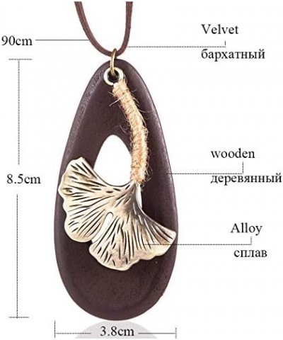 Womens Pendant Necklace Wood Handmade Jewelry Long Rope Sweater Necklace for Woman I6-P1KG-TKY5 $7.41 Necklaces