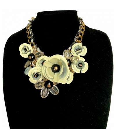 Flower Bib Statement Necklace Chunky Flower Statement Necklace Drama Bib Collar Jewelry Set for Women Prom Party Jewelry Ivor...