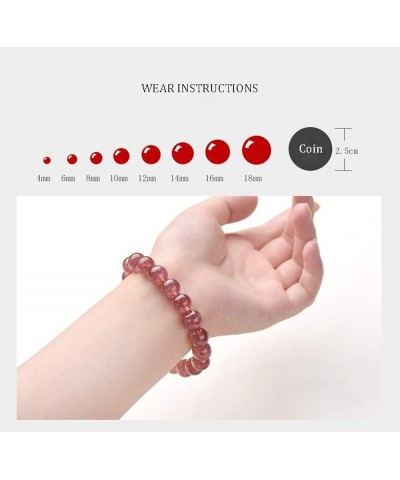 Natural Genuine Semi-Precious Strawberry Quartz Elastic Stretch Crystal Bracelet Beads 8mm/6.1 inch $12.30 Bracelets