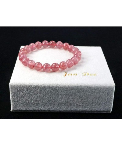 Natural Genuine Semi-Precious Strawberry Quartz Elastic Stretch Crystal Bracelet Beads 8mm/6.1 inch $12.30 Bracelets