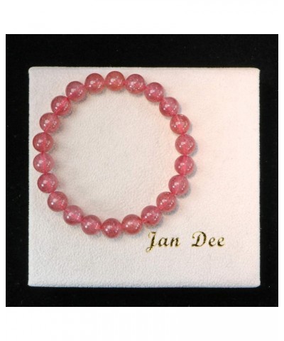 Natural Genuine Semi-Precious Strawberry Quartz Elastic Stretch Crystal Bracelet Beads 8mm/6.1 inch $12.30 Bracelets