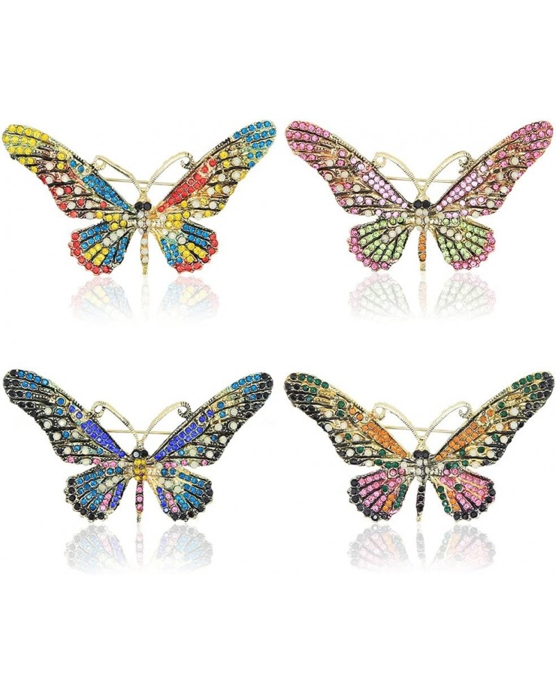 4PCS Fashion Exquisite Butterfly Crystal Brooch Pin Rhinestones Breastpin with a Storage Bag for Women Gift Clothes Collar Dr...