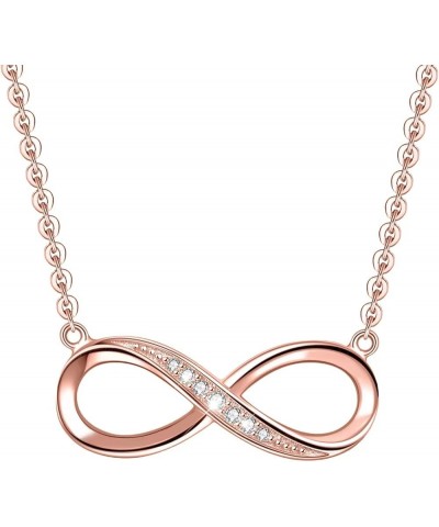 Infinity Pendant Necklace for Women, 925 Sterling Silver Love Necklace Fine Jewelry White Gold/Rose Gold Plated Rose Gold $13...