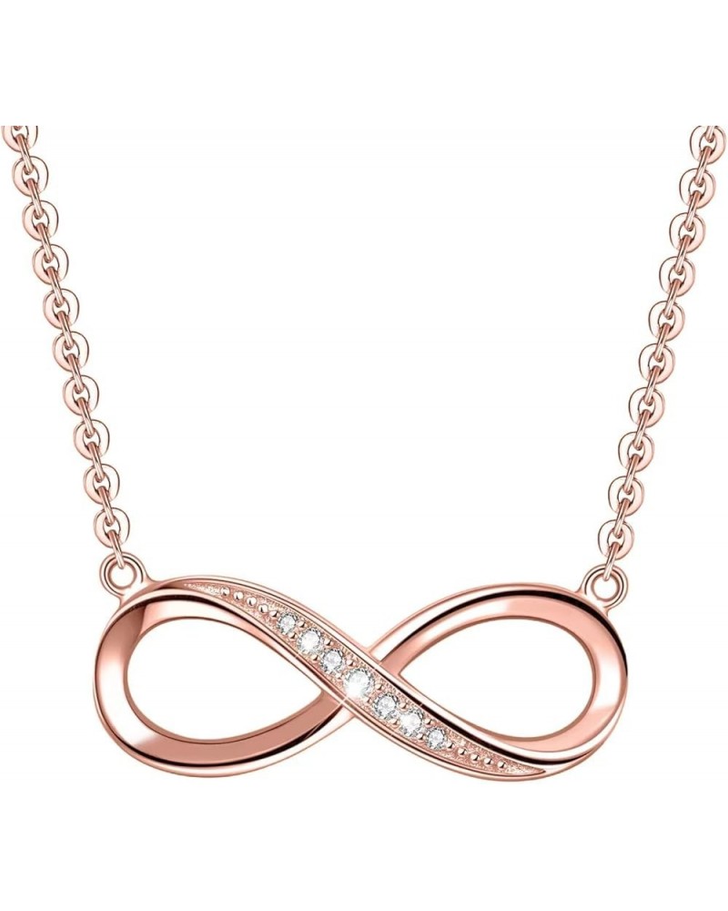 Infinity Pendant Necklace for Women, 925 Sterling Silver Love Necklace Fine Jewelry White Gold/Rose Gold Plated Rose Gold $13...