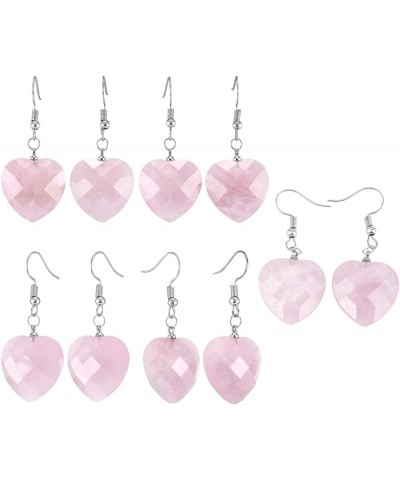 Healing Crystal Heart Drop Earrings for Women Love Faceted Quartz Fishhook Dangle Earrings 1 rose quartz crystal stone $9.85 ...