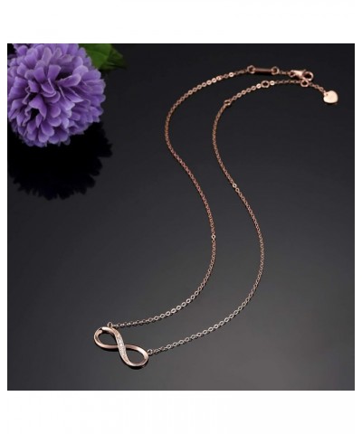 Infinity Pendant Necklace for Women, 925 Sterling Silver Love Necklace Fine Jewelry White Gold/Rose Gold Plated Rose Gold $13...