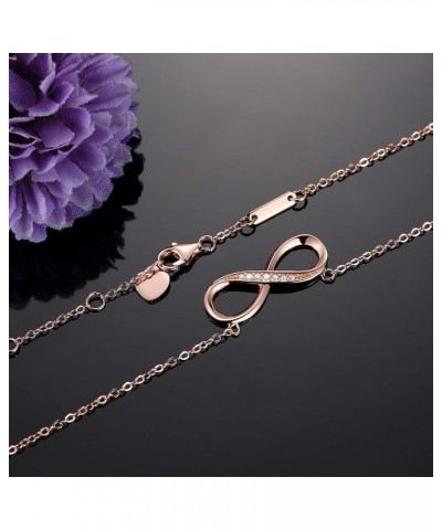 Infinity Pendant Necklace for Women, 925 Sterling Silver Love Necklace Fine Jewelry White Gold/Rose Gold Plated Rose Gold $13...