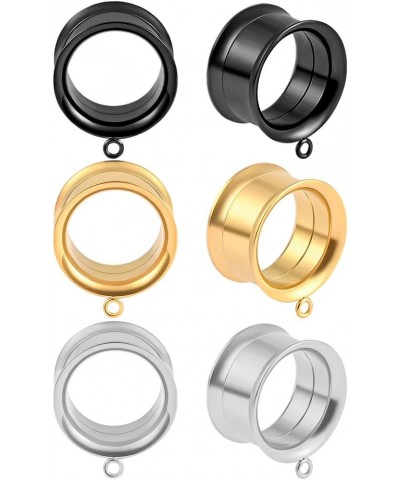 3 Pairs Set DIY Tunnels Plugs Gauges for Ears Piercing Jewelry Black Gold 2g 0g Stainless Steel Ear Dangle Accessories For Wo...