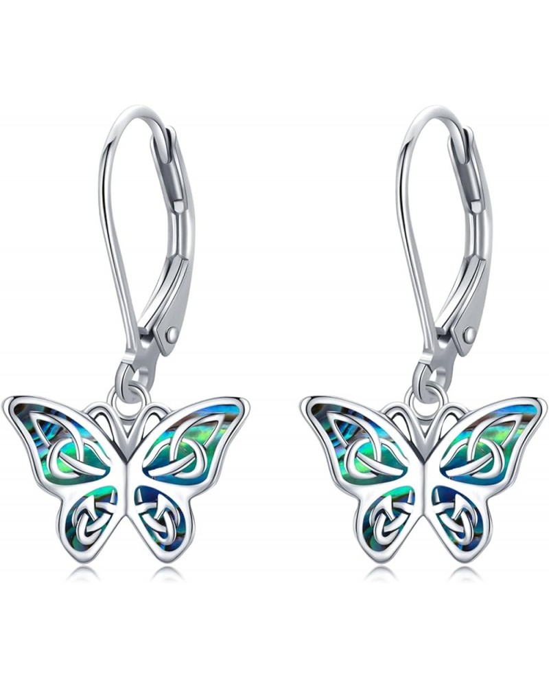 Butterfly Dangle Earrings 925 Sterling Silver Celtic Butterfly Drop Leverback Earrings Cute Animal Butterfly Jewelry Gifts Bi...