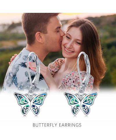 Butterfly Dangle Earrings 925 Sterling Silver Celtic Butterfly Drop Leverback Earrings Cute Animal Butterfly Jewelry Gifts Bi...