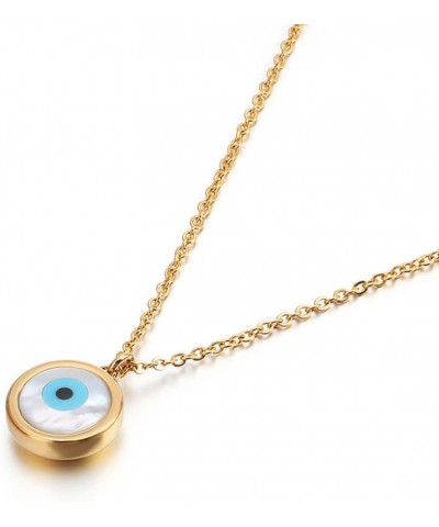 Gold Plated Stainless Steel Opal Evil Eye Necklace For Women teen Girl's birthday gift Gold $7.83 Necklaces