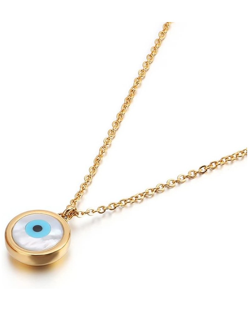 Gold Plated Stainless Steel Opal Evil Eye Necklace For Women teen Girl's birthday gift Gold $7.83 Necklaces