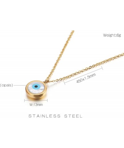 Gold Plated Stainless Steel Opal Evil Eye Necklace For Women teen Girl's birthday gift Gold $7.83 Necklaces