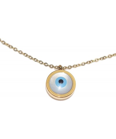 Gold Plated Stainless Steel Opal Evil Eye Necklace For Women teen Girl's birthday gift Gold $7.83 Necklaces