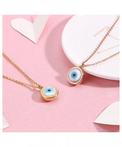 Gold Plated Stainless Steel Opal Evil Eye Necklace For Women teen Girl's birthday gift Gold $7.83 Necklaces