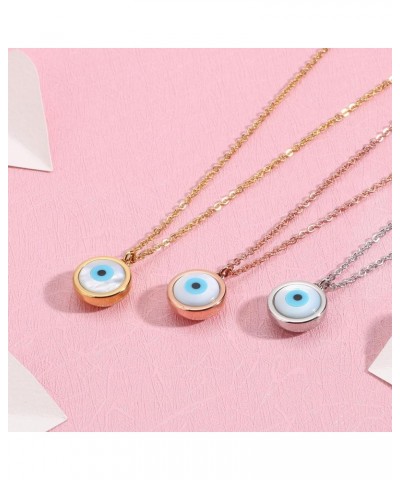 Gold Plated Stainless Steel Opal Evil Eye Necklace For Women teen Girl's birthday gift Gold $7.83 Necklaces