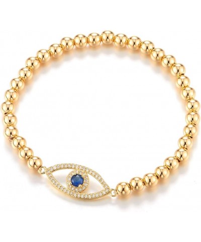 Protection Evil Eye Beads Bracelet for Women with Blue and White Cubic Zirconia A-Metal Color:Gold $10.70 Bracelets