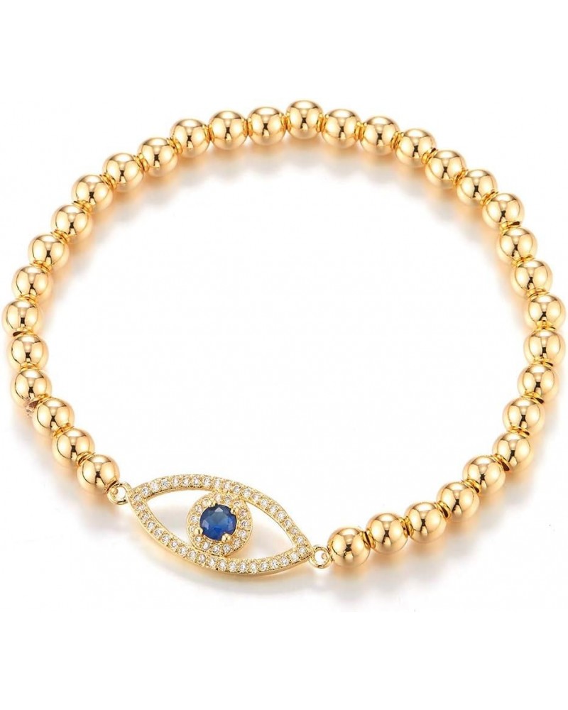 Protection Evil Eye Beads Bracelet for Women with Blue and White Cubic Zirconia A-Metal Color:Gold $10.70 Bracelets