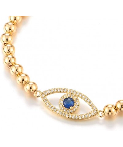 Protection Evil Eye Beads Bracelet for Women with Blue and White Cubic Zirconia A-Metal Color:Gold $10.70 Bracelets