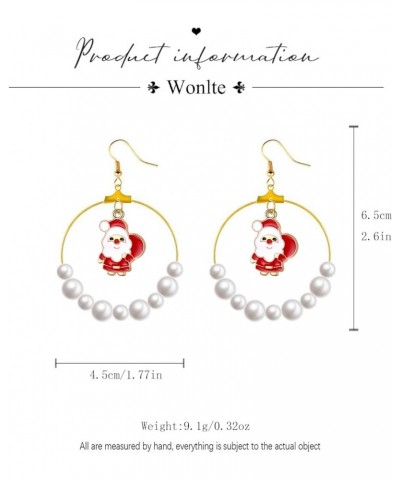 Christmas Hoop Earrings for Women, Xmas Ornament Loop Earring with Christmas Tree Ball Santa Claus Party Holiday Gifts for Ch...