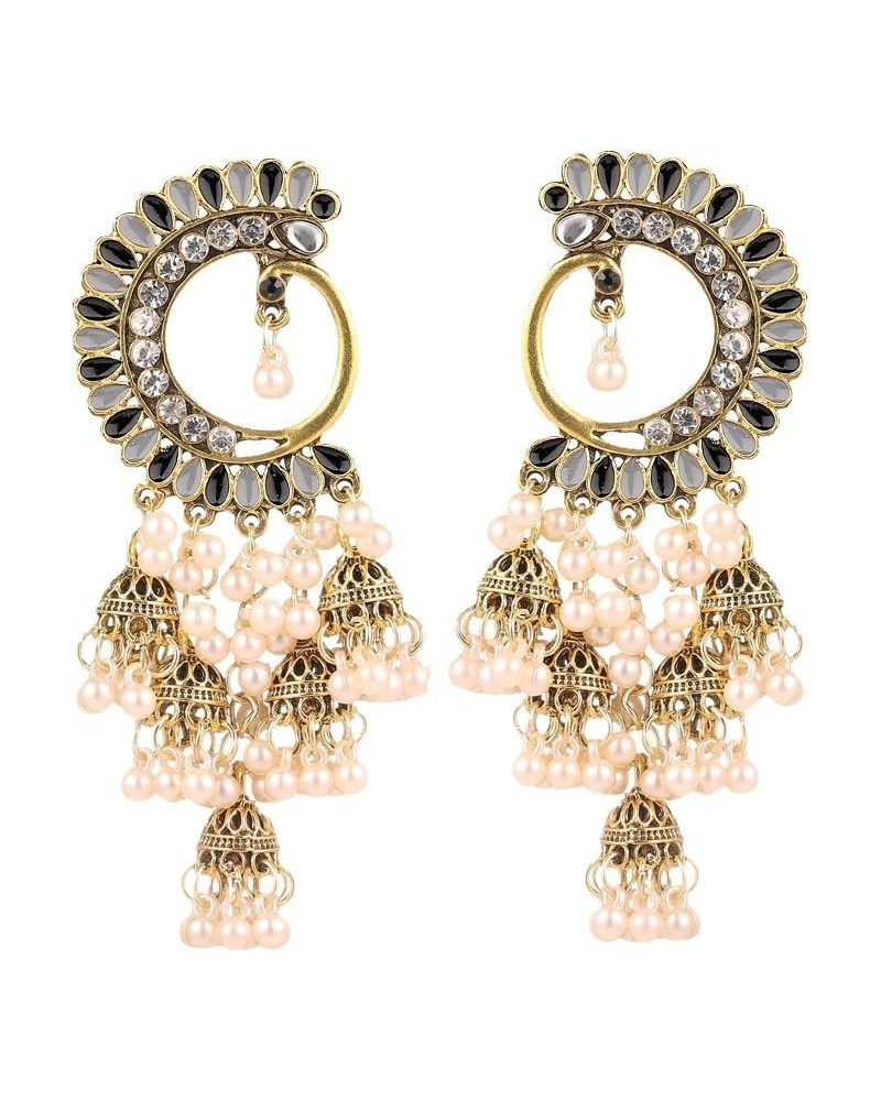 Women's Ethnic Multi Colour Jhumka Party Festival Wear Jhumki Earring Peacock Crystal Traditional Bollywood Gypsy Long Tassel...