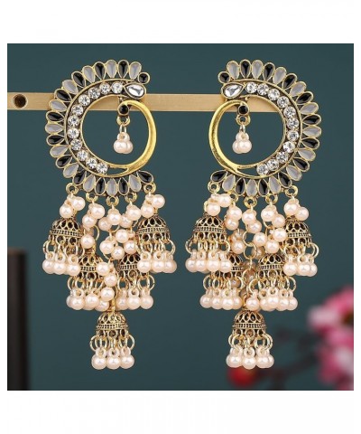 Women's Ethnic Multi Colour Jhumka Party Festival Wear Jhumki Earring Peacock Crystal Traditional Bollywood Gypsy Long Tassel...