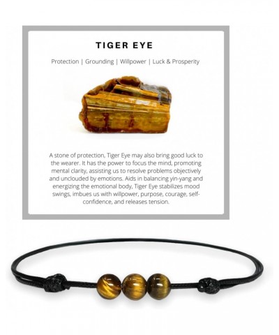 Tigers Eye Gemstone Beads Pendant Necklace with Adjustable Wax Nylon Cord - Unisex Beaded Tiger Eye choker Men Women $13.50 N...