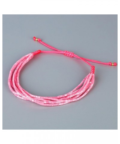 Women Friendship Bracelets Adjustable Strands Bracelets Stackable Miyuki Beaded Bracelets Rose Pink 01B $8.98 Bracelets