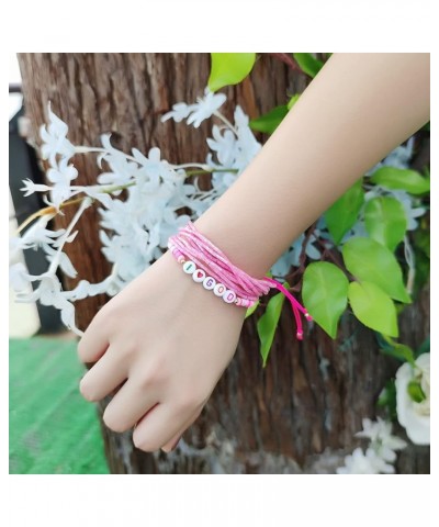 Women Friendship Bracelets Adjustable Strands Bracelets Stackable Miyuki Beaded Bracelets Rose Pink 01B $8.98 Bracelets