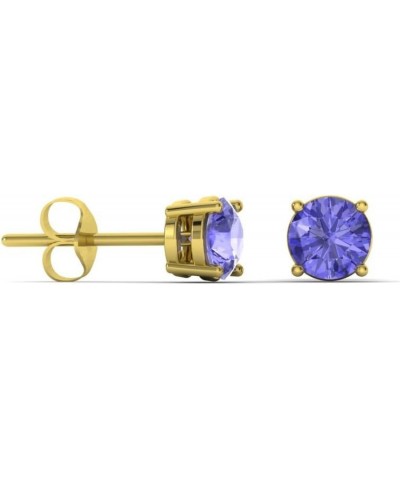 Natural and Certified Gemstone Solitaire Petite Stud Earrings in 14K Solid Gold | 0.20 Carat Earrings for Women Tanzanite 14K...