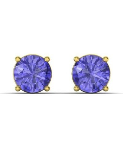 Natural and Certified Gemstone Solitaire Petite Stud Earrings in 14K Solid Gold | 0.20 Carat Earrings for Women Tanzanite 14K...