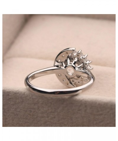 S925 Sterling Silver Round Shaped 7 MM Halo Engagement Ring Sun and Moon Ring Gemstone Ring for Women White Topaz $60.63 Rings