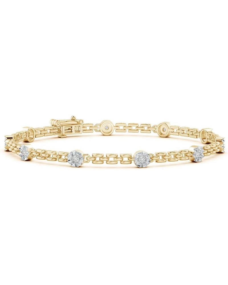 Natural Ten Diamond Floral Motif Station Bracelet for Women, Girls in 14K Solid Gold | April Birthstone Jewelry Gift for Her ...