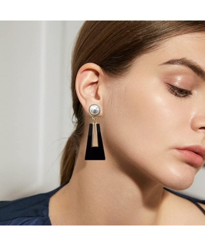 Black White Earrings for Women Sparkly Geometric Dangle Drop Statement Jewelry black $15.65 Earrings