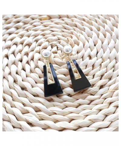 Black White Earrings for Women Sparkly Geometric Dangle Drop Statement Jewelry black $15.65 Earrings