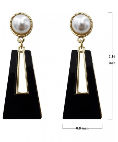 Black White Earrings for Women Sparkly Geometric Dangle Drop Statement Jewelry black $15.65 Earrings