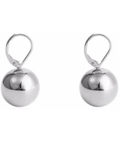 Cute Round Ball Dangle Leverback Earrings for Women Girls 925 Sterling Silver Pin Bead Ball Dangling Drop Small Huggie Hoops ...