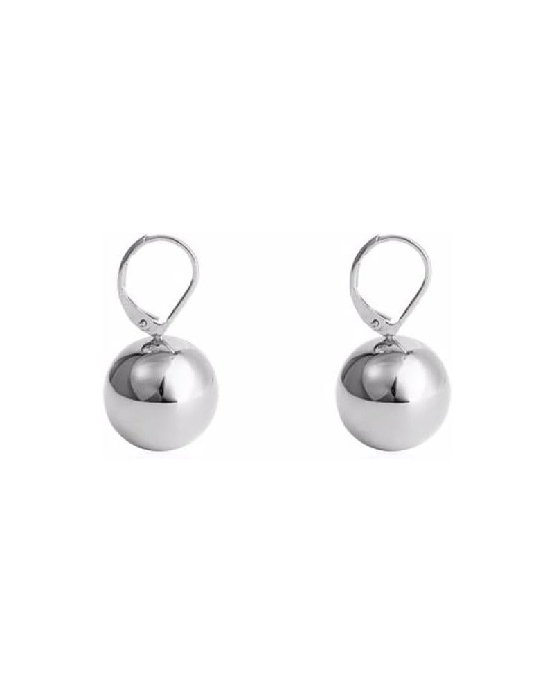 Cute Round Ball Dangle Leverback Earrings for Women Girls 925 Sterling Silver Pin Bead Ball Dangling Drop Small Huggie Hoops ...