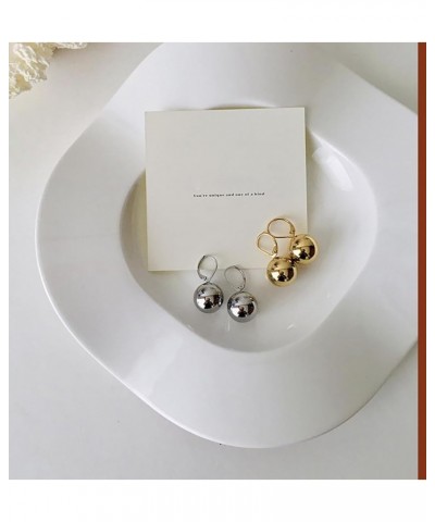 Cute Round Ball Dangle Leverback Earrings for Women Girls 925 Sterling Silver Pin Bead Ball Dangling Drop Small Huggie Hoops ...