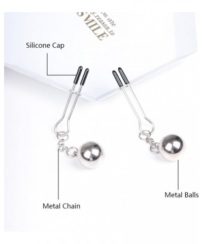 Weight Metal Nipple Clamps Adjustable Nipple Clips with Pendants Barbell Non-Piercing Decorative Body Accessory for Fun (Blac...