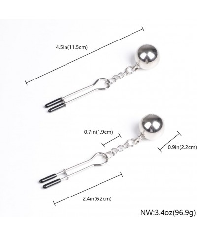 Weight Metal Nipple Clamps Adjustable Nipple Clips with Pendants Barbell Non-Piercing Decorative Body Accessory for Fun (Blac...