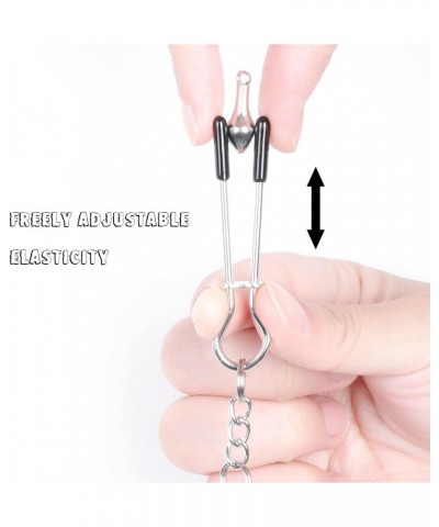 Weight Metal Nipple Clamps Adjustable Nipple Clips with Pendants Barbell Non-Piercing Decorative Body Accessory for Fun (Blac...