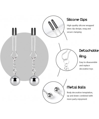 Weight Metal Nipple Clamps Adjustable Nipple Clips with Pendants Barbell Non-Piercing Decorative Body Accessory for Fun (Blac...