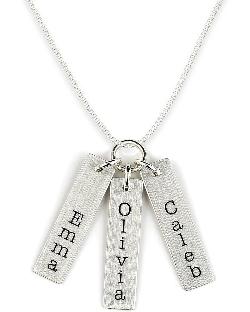 Three Bar Sterling Silver Personalized Necklace. Includes 3 Customizable Name Charms and your Choice of Sterling Silver Chain...