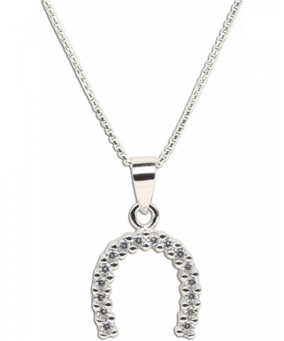 Sterling Silver Lucky Horseshoe Pendant Accented with CZs 18 $11.25 Necklaces