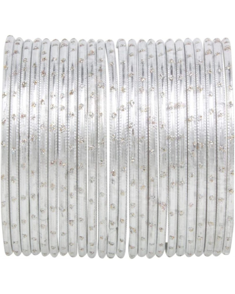 Indian Bangles Set Bollywood Plain Metal Bangle Bracelets Costume Jewelry for Women & Girls White (Set of 24 Pcs) 2-2 $10.82 ...