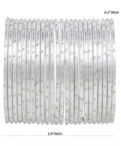 Indian Bangles Set Bollywood Plain Metal Bangle Bracelets Costume Jewelry for Women & Girls White (Set of 24 Pcs) 2-2 $10.82 ...